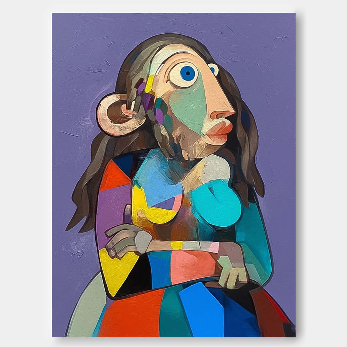Cubist Geometric Woman Portrait Oil Painting