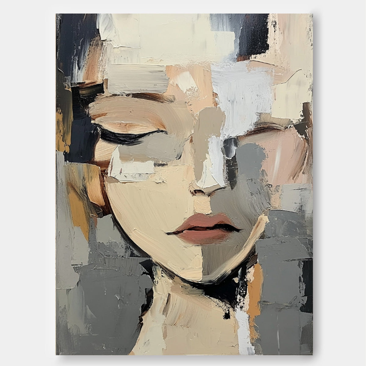 Fragmented Muse Abstract Portrait Oil Painting