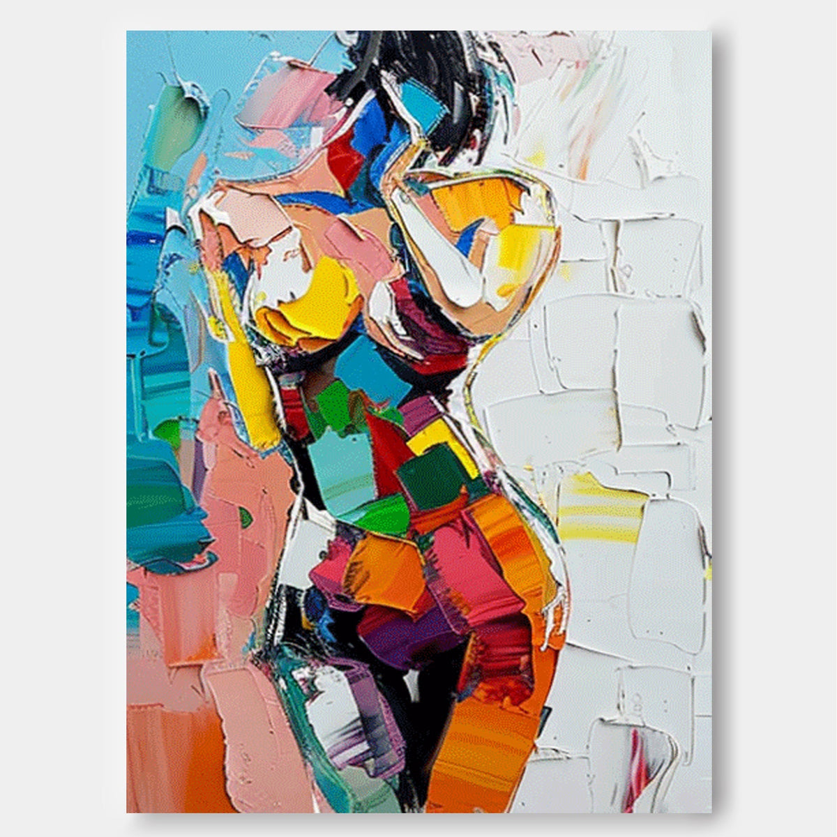 Vibrant Impasto Abstract Female Figure Painting