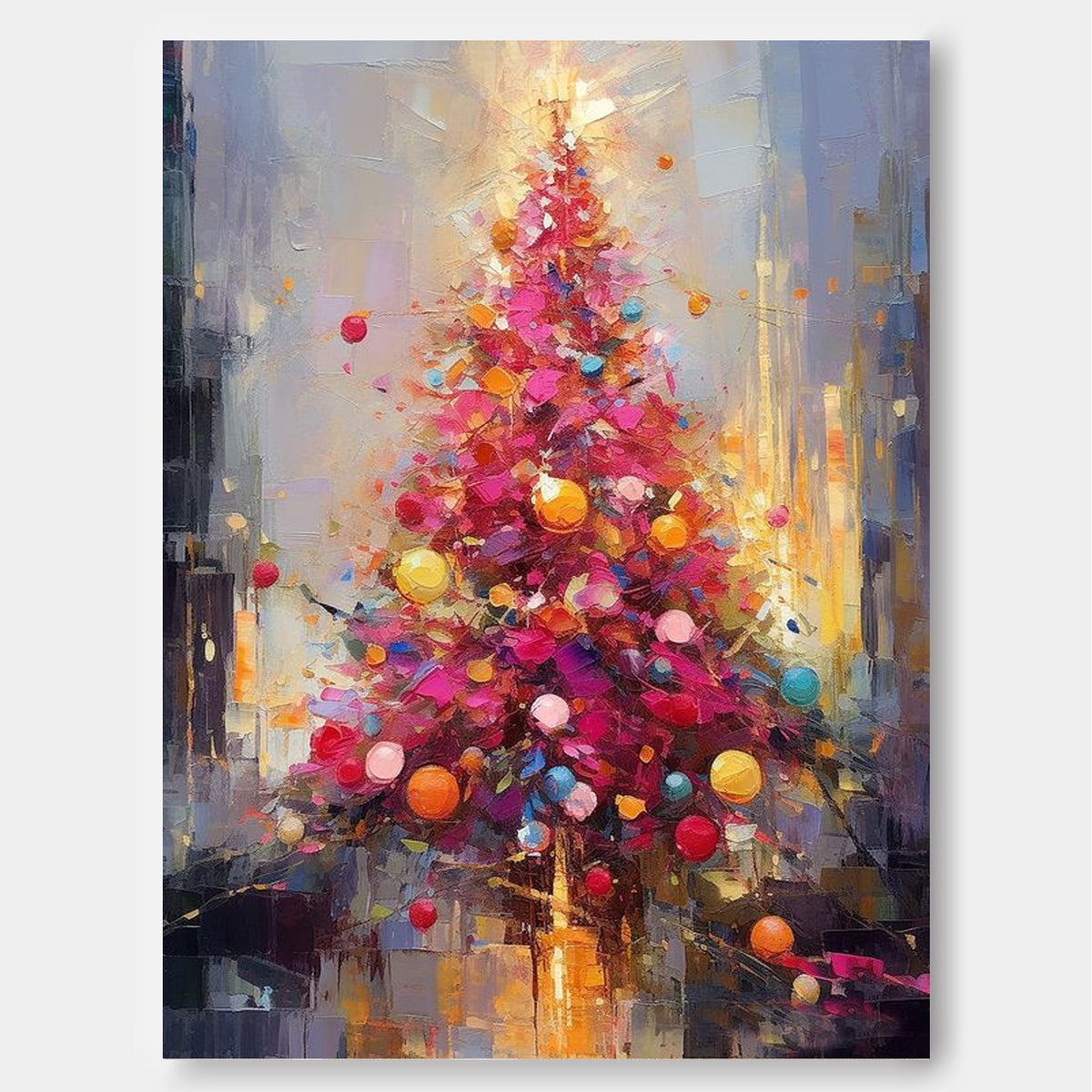 Vibrant Impressionist Christmas Tree Painting