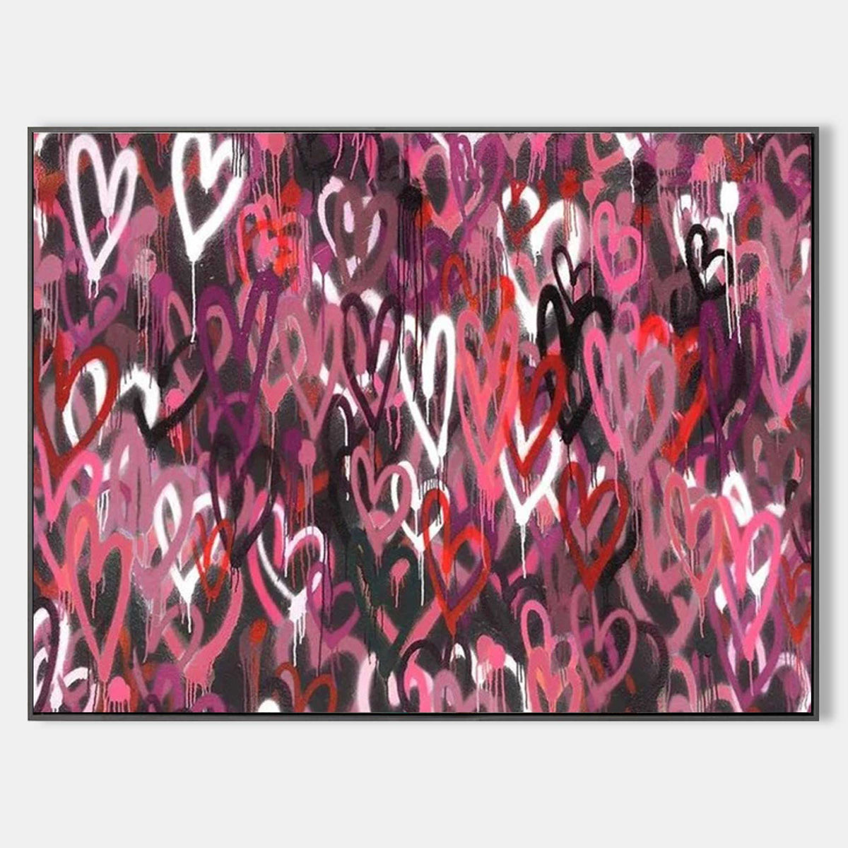 Wall Art Love Hearts Graffiti Pink Romantic