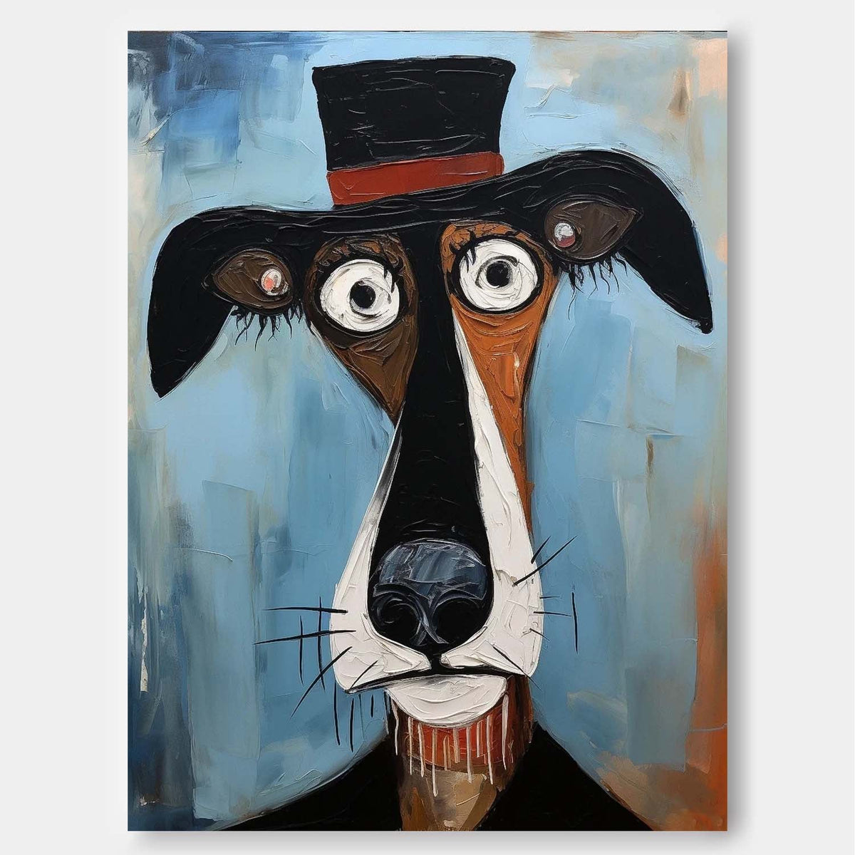Surrealist Dog Painting Dapper Hound Modern Wall Art