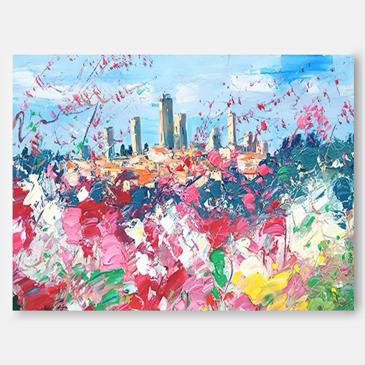 Floral Impressionist Cityscape Oil Painting