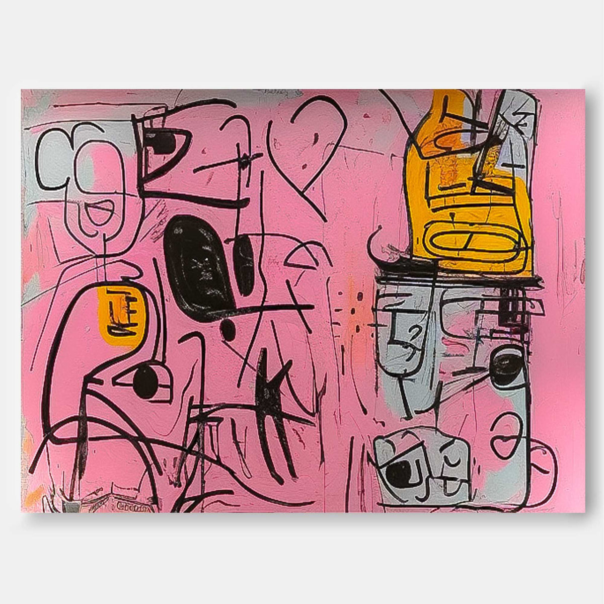 Pink Graffiti Abstract Canvas Wall Art