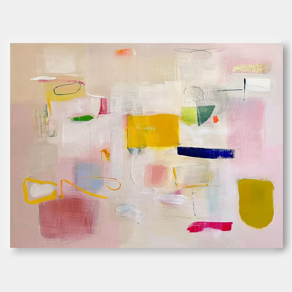Wall Art Abstract Soft Cream Macaron Color Block