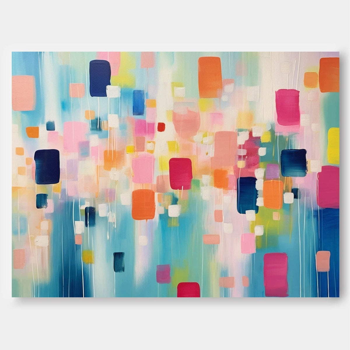 Contemporary Painting Vibrant Color Blocks Wall Art