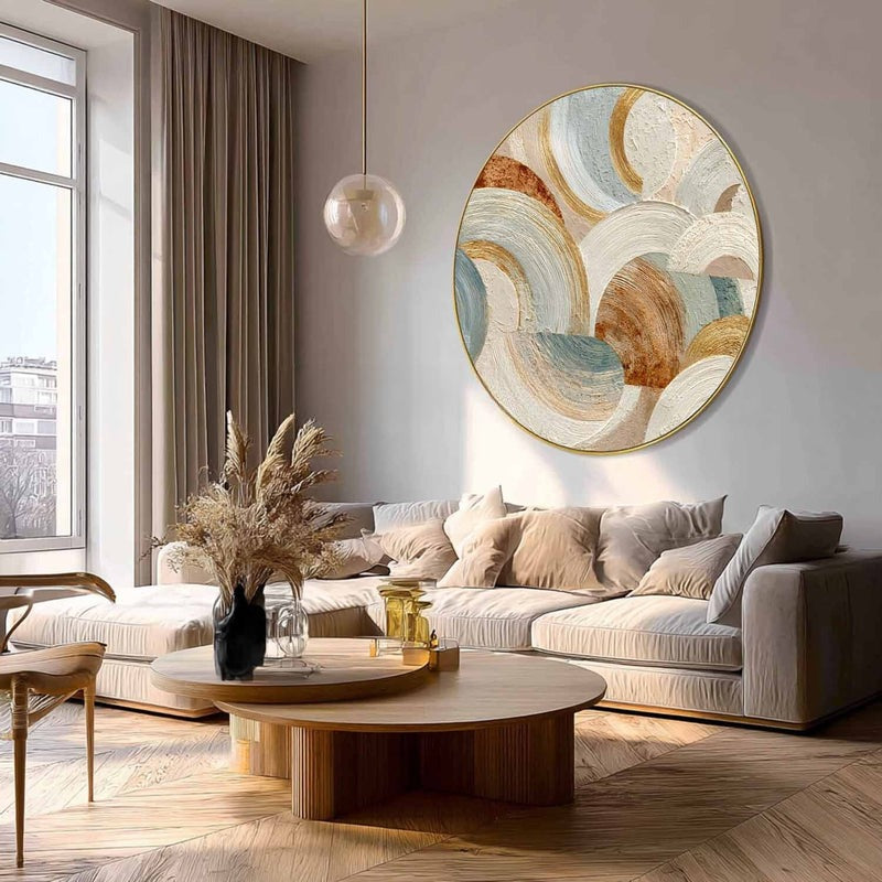 Wall Art Minimalist 3D Textured Abstract Swirl - Neutralighting
