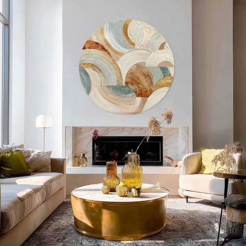 Wall Art Minimalist 3D Textured Abstract Swirl - Neutralighting