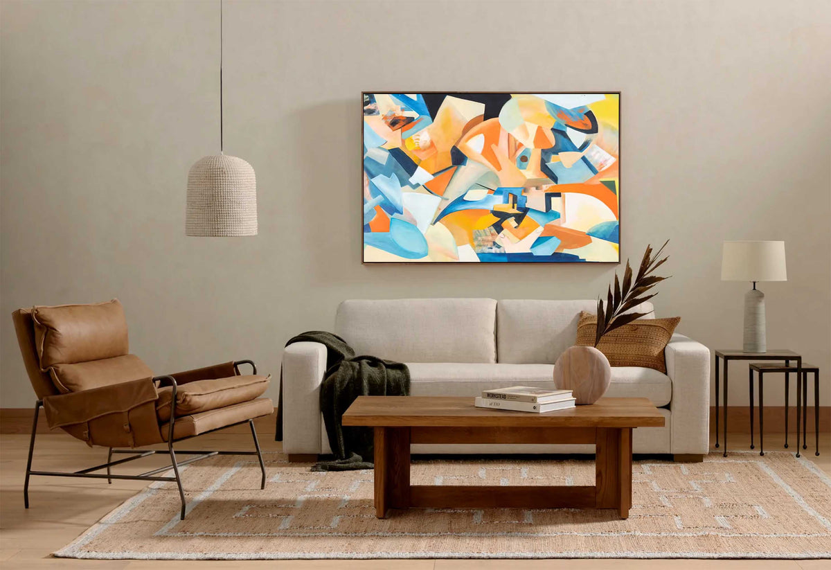 Cubist-Inspired Painting Blue Orange