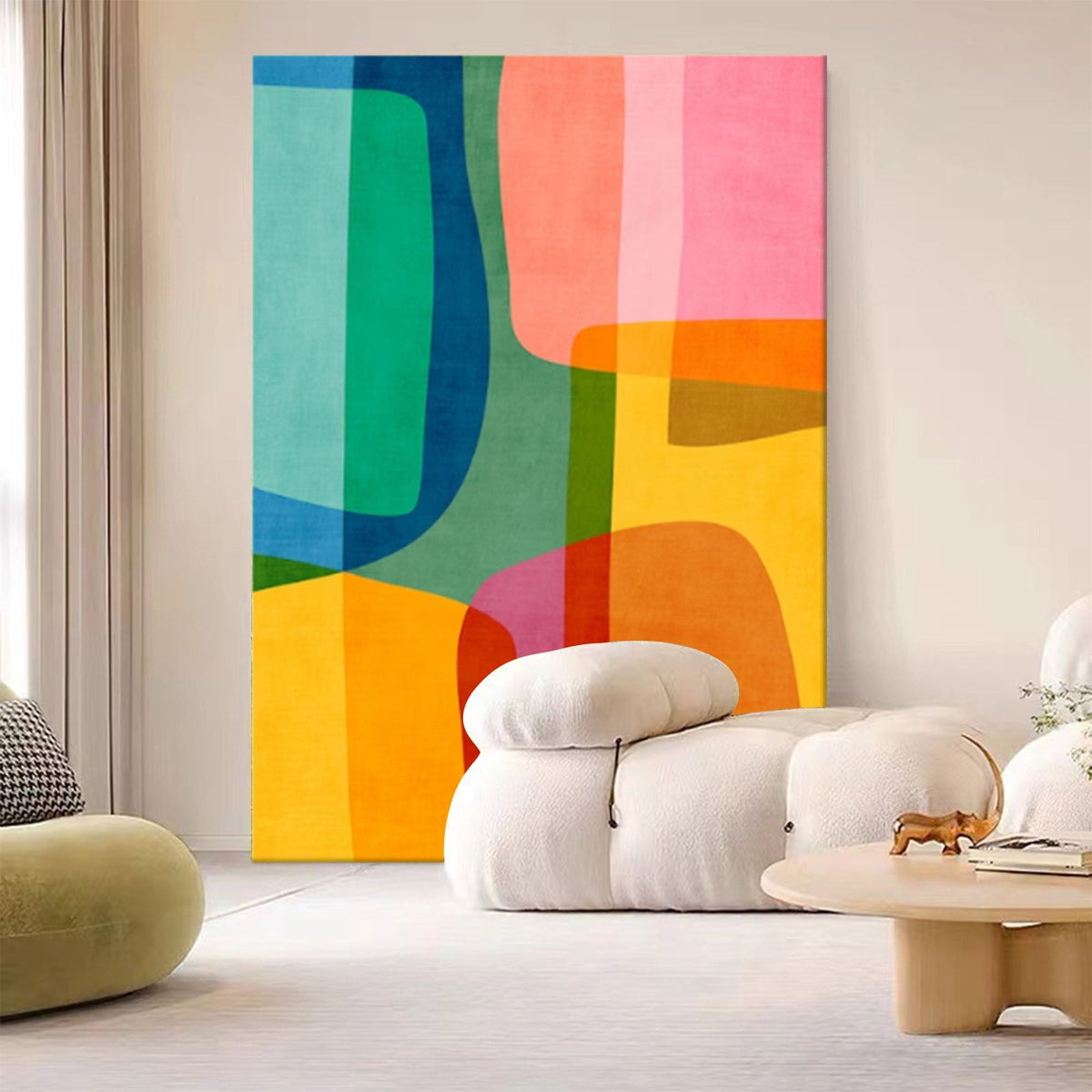 Vibrant Color Block Abstract Oil Painting