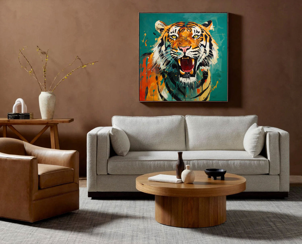 Dynamic Splash‑Ink Tiger Wall Art