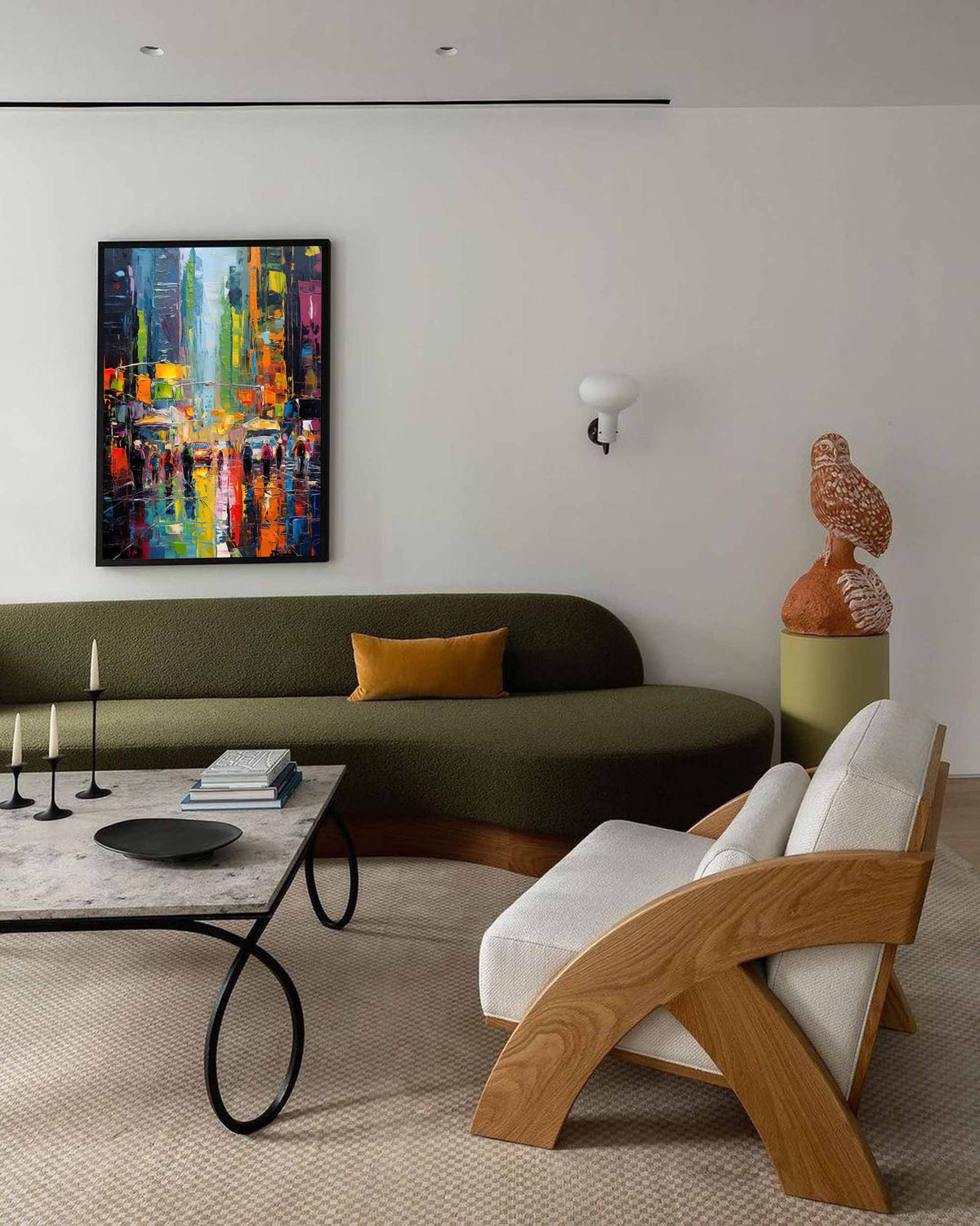 Wall Art Colorful City Street Abstract Impasto Texture Living Room
