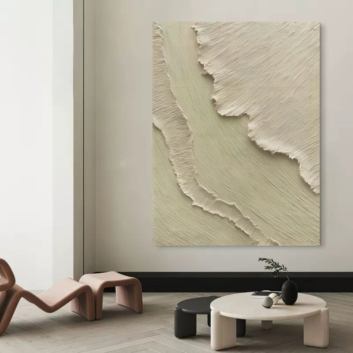 Textured Impasto Neutral Tone Abstract Painting