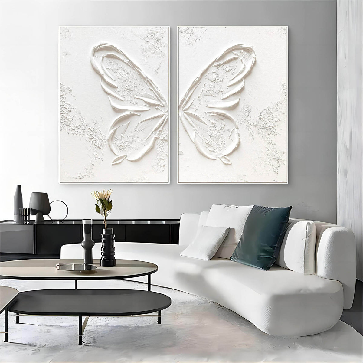 Monochrome Butterfly Wing Oil Painting