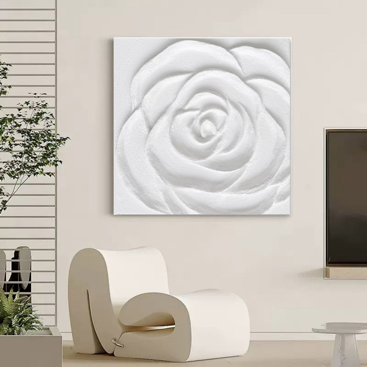 White Rose 3D Relief Painting