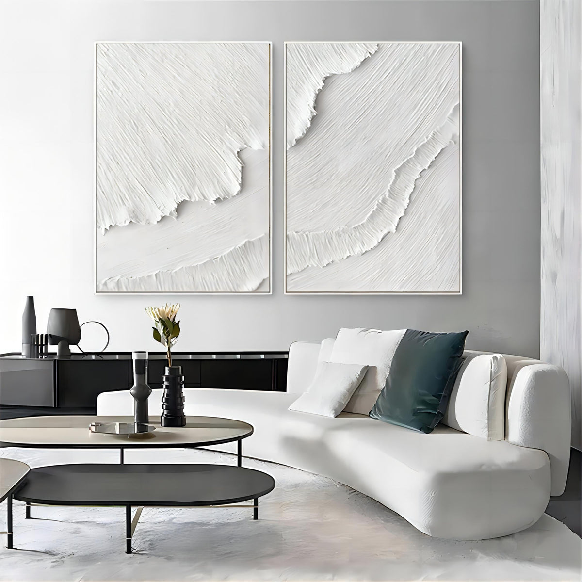Wall Art Abstract White Serene Modern