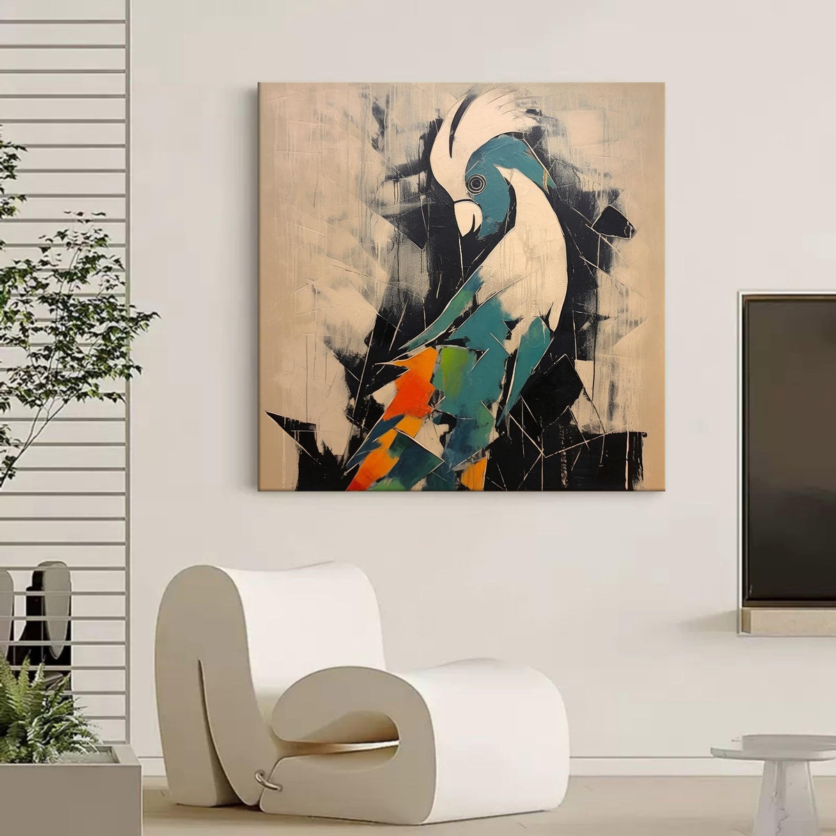 Wall Art Square Parrot Painting Bold Color