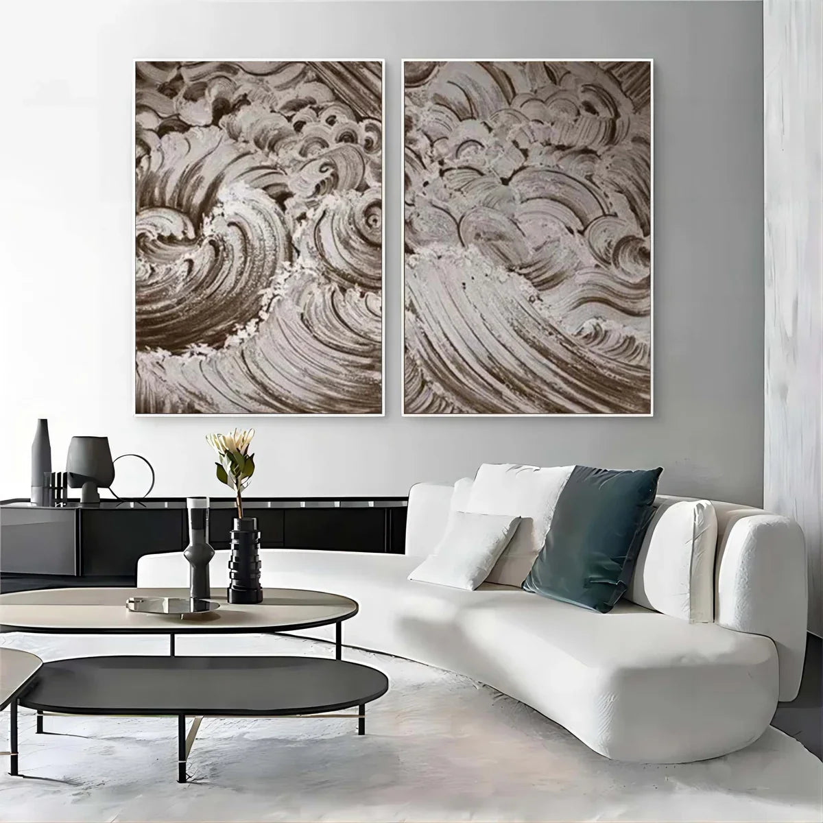 Brown Wave Texture 2 Piece Wall Art Set