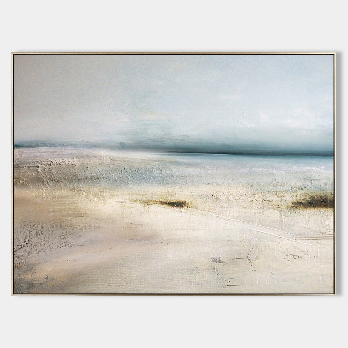Serene Coastal Abstract Landscape Painting Soft Tones