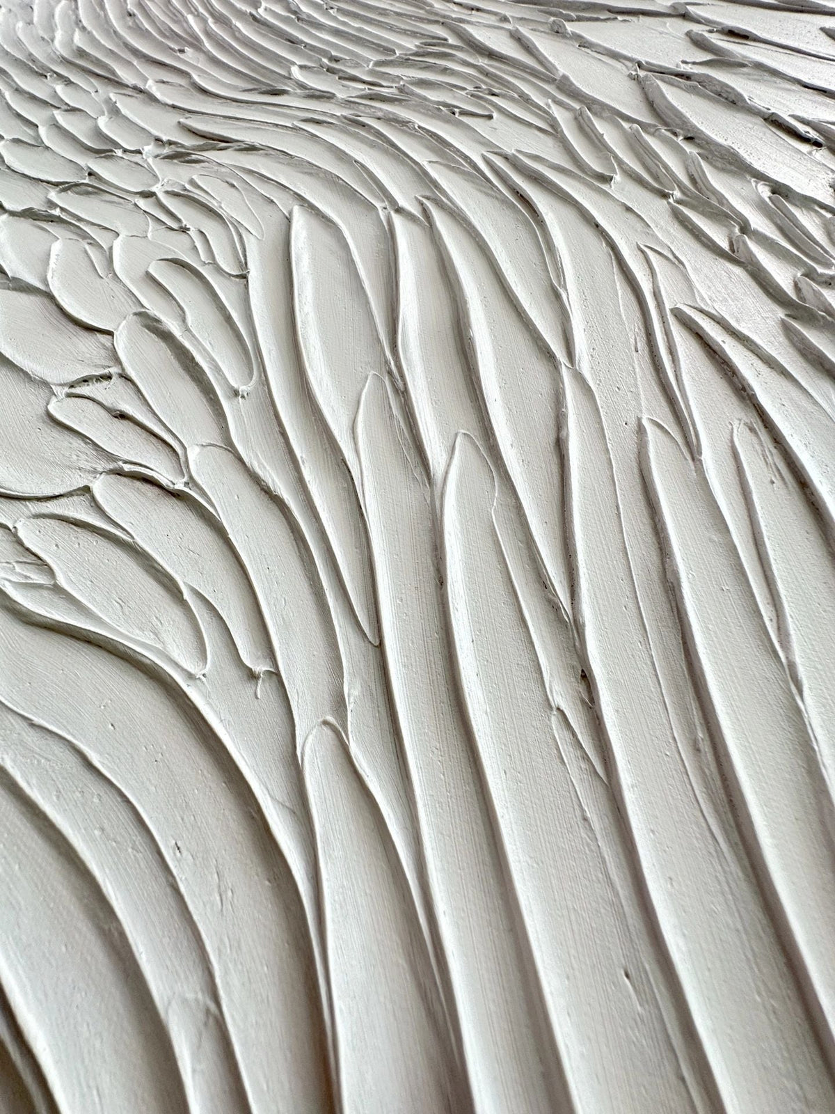 Vertical White Feather Texture Wall Art Minimalist Wabi Sabi