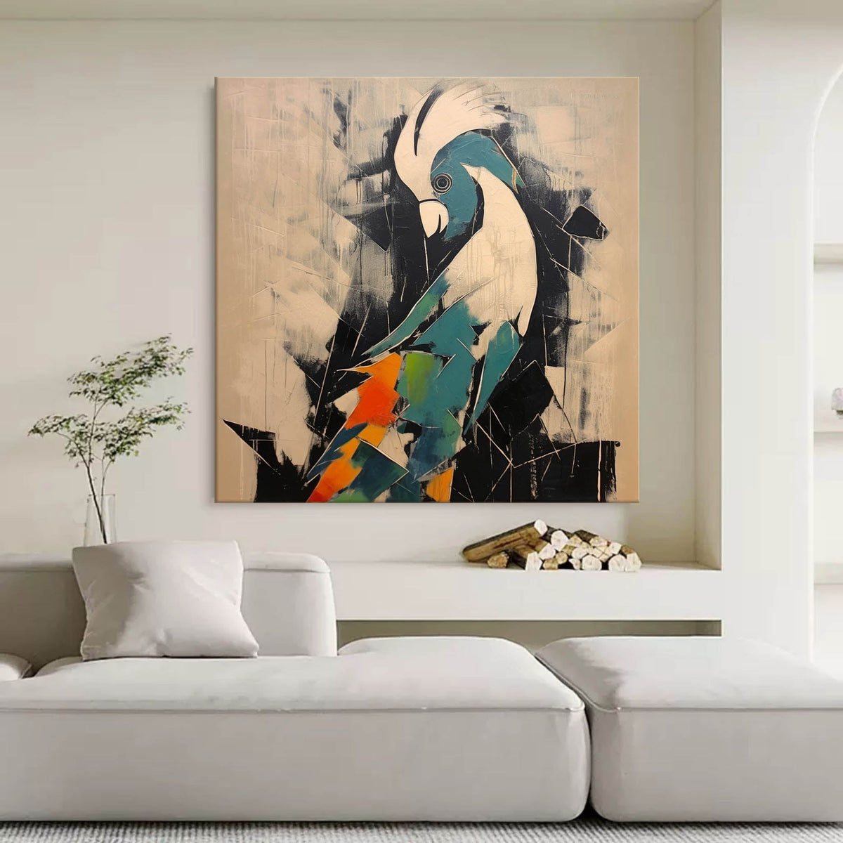 Wall Art Square Parrot Painting Bold Color