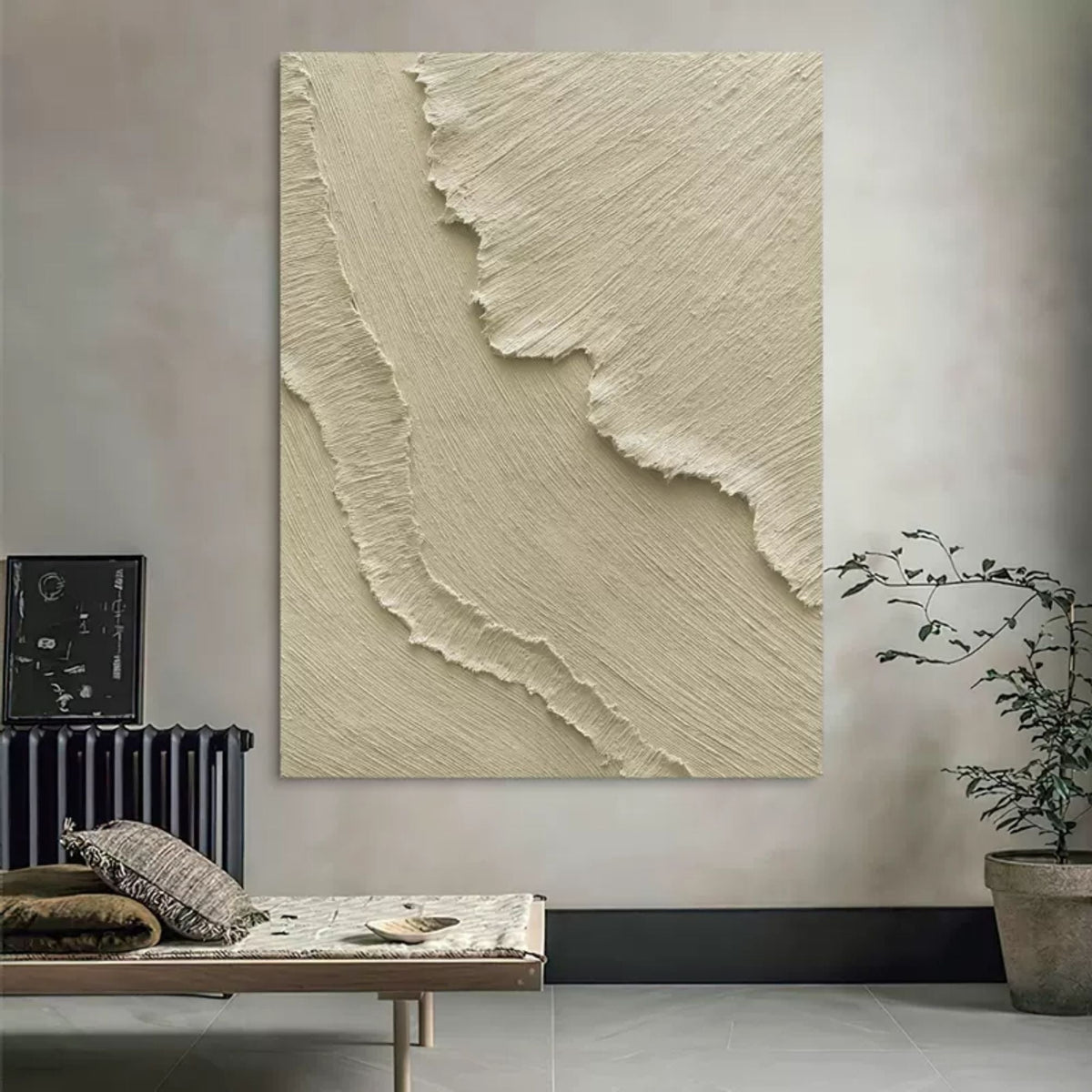 Textured Impasto Neutral Tone Abstract Painting