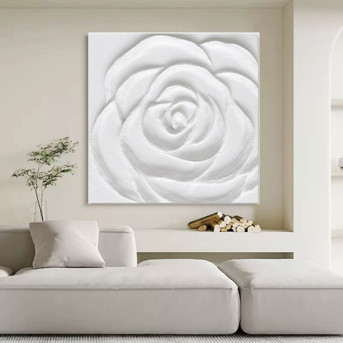 White Rose 3D Relief Painting