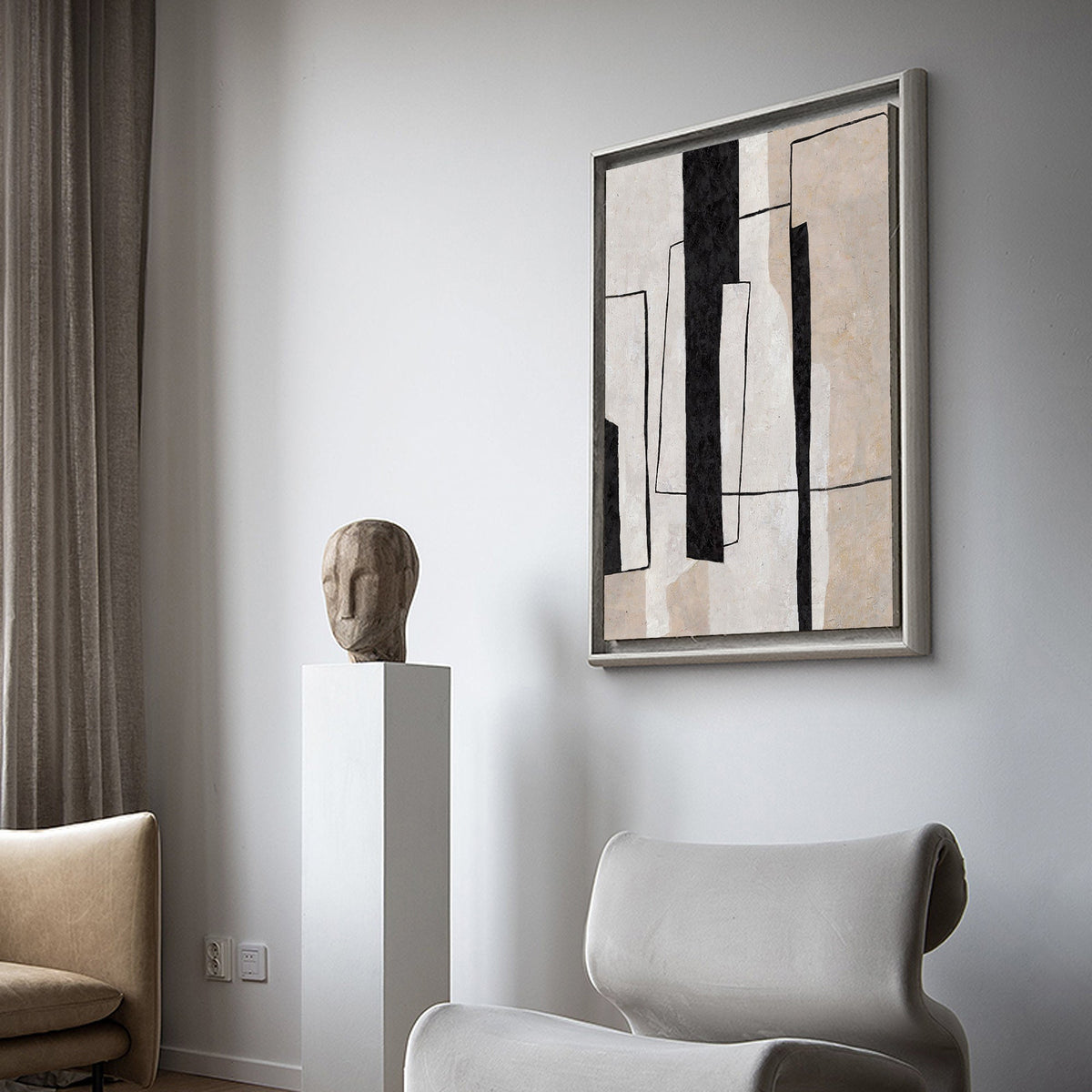 Geometric Monochrome Abstract Painting