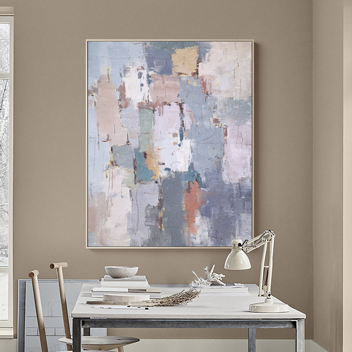 Soft Neutral Abstract Oil Painting