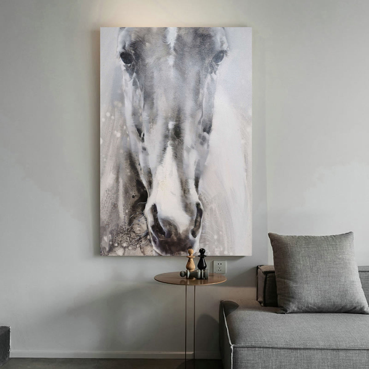 Grey White Abstract Horse Art ANH27 - Neutralighting