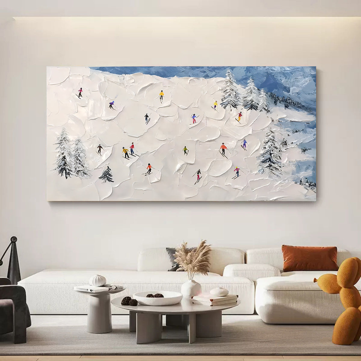 3D Textured Ski Resort Painting Winter Sports