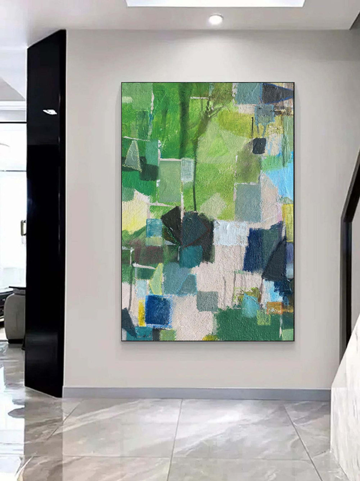 Abstract Geometric Green & Blue Painting