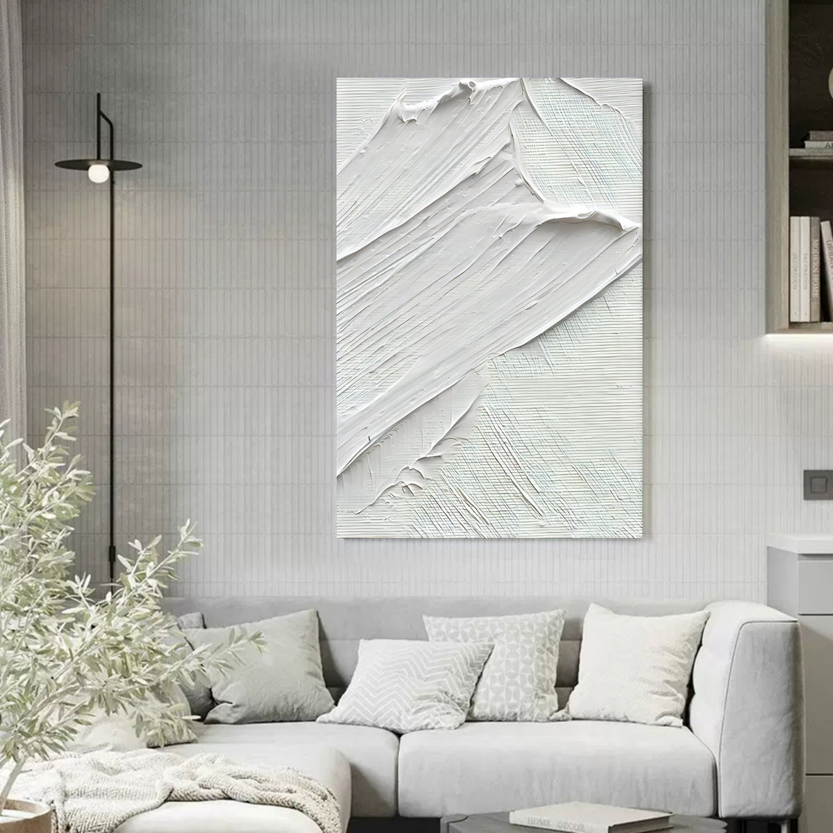 Wall Art Minimalist 3D White Textured Abstract