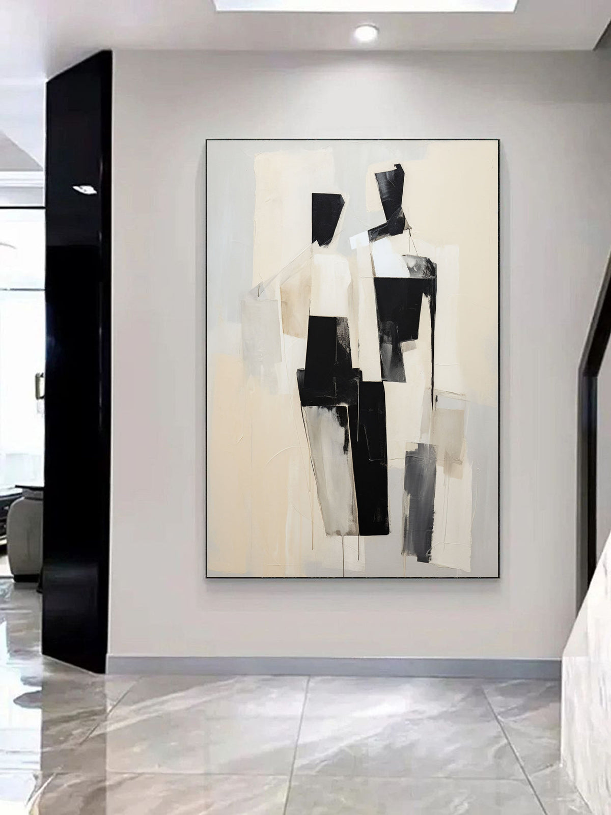 Modern Couple Painting Black White Wall Art