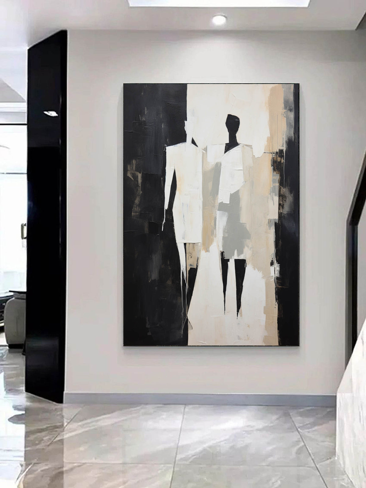Abstract Couple Silhouette Impasto Painting