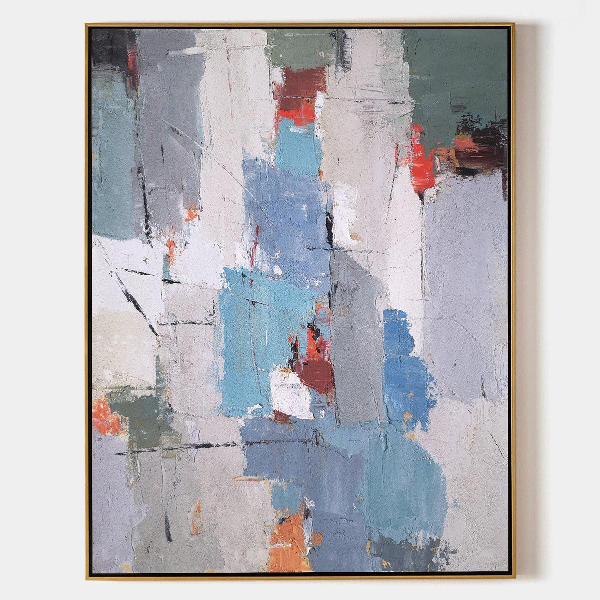 Textured Color Block Painting Vertical Contemporary