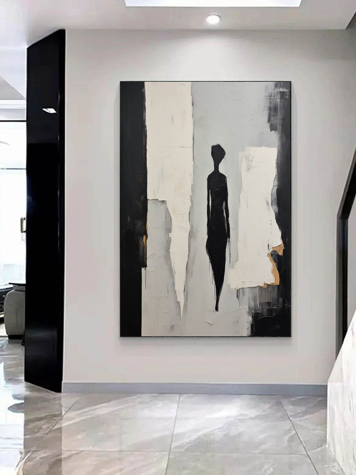 Contemporary Minimalist Textured Silhouette Figure Painting