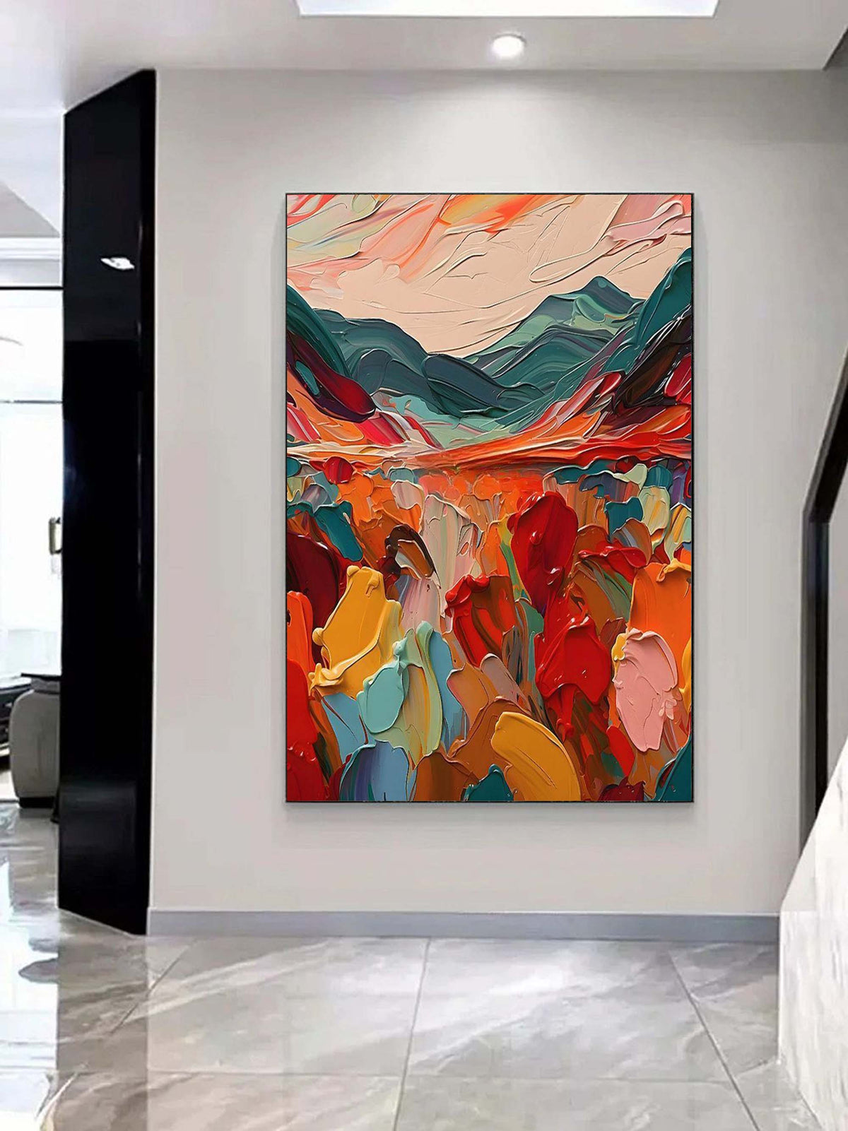 Colorful  Vibrant Mountain Landscape Painting
