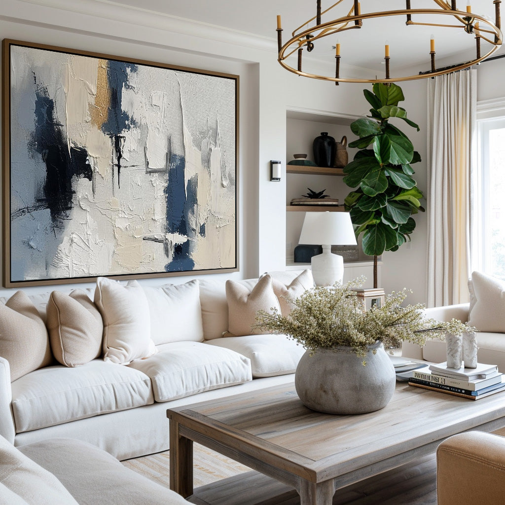 Wall Art Neutral Abstract Minimalist Textured Office