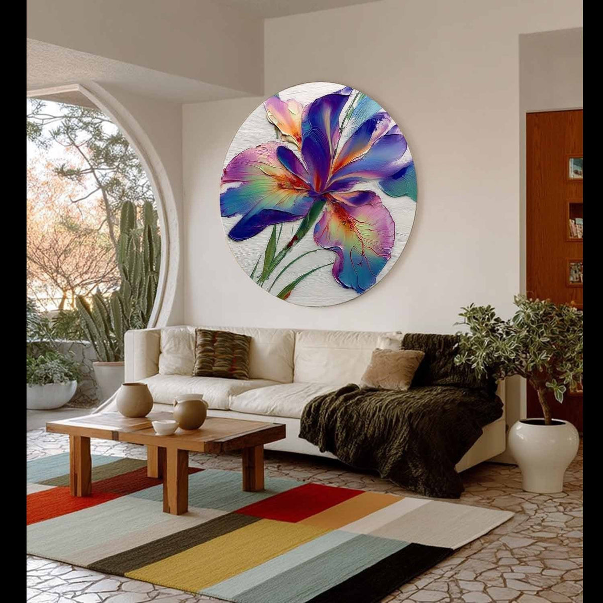 Wall Art Textured Impasto Iris Flower