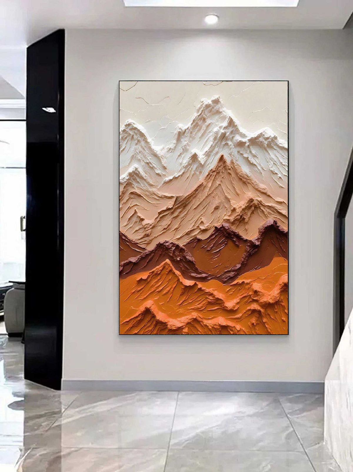 Textured Mountain Range Oil Painting