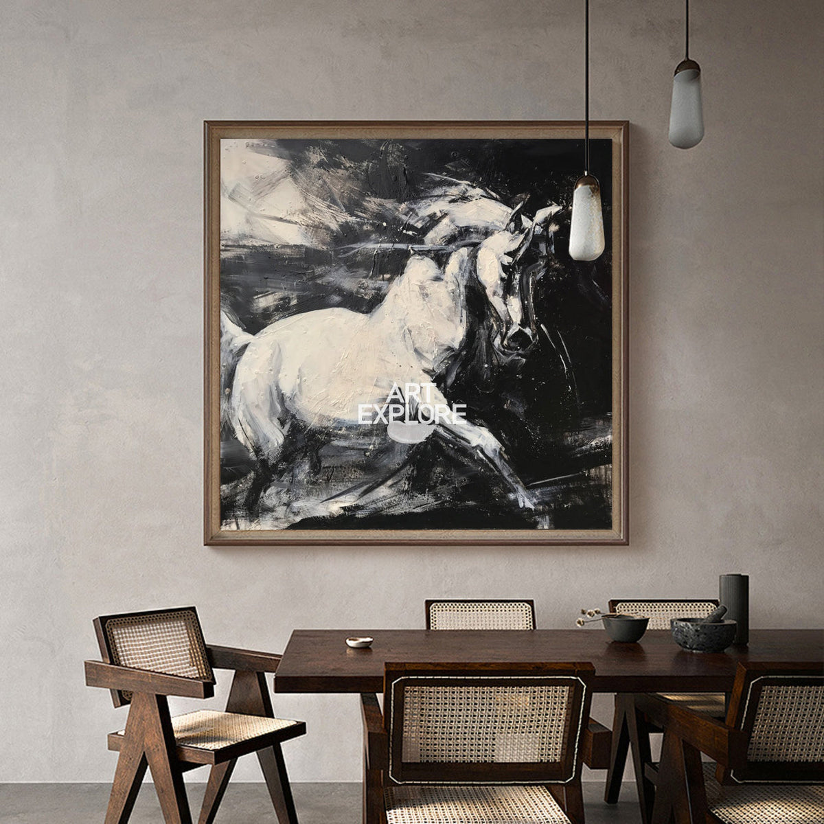 White Horse Abstract Portrait Painting