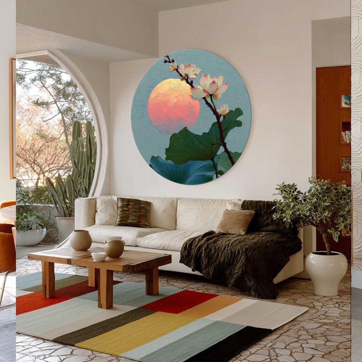 Wall Art Textured Lotus Flowers Pink