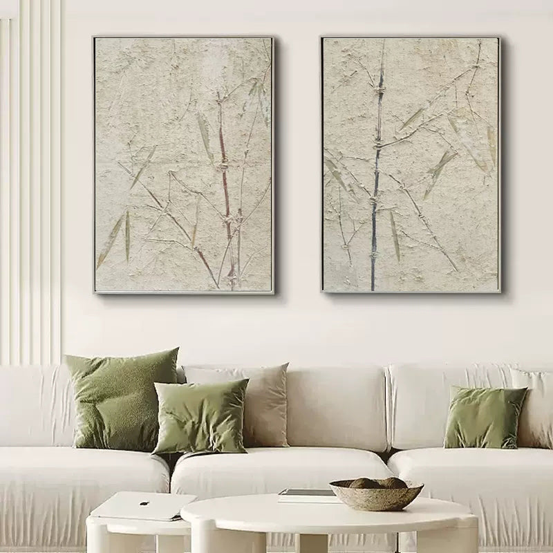 Wabi Sabi Bamboo Texture 2 Piece Wall Art Oriental