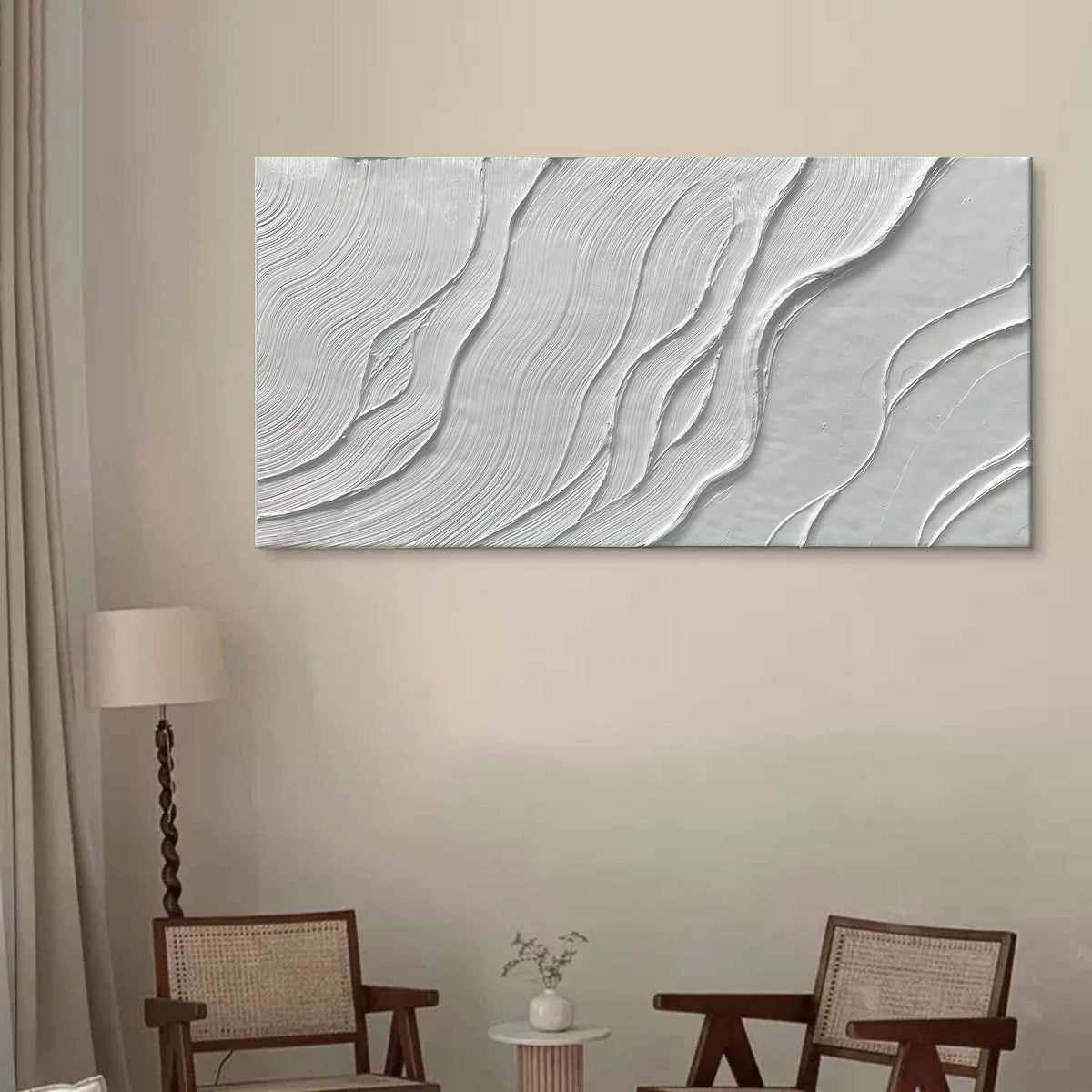 Plaster White Wave Texture Panoramic Painting