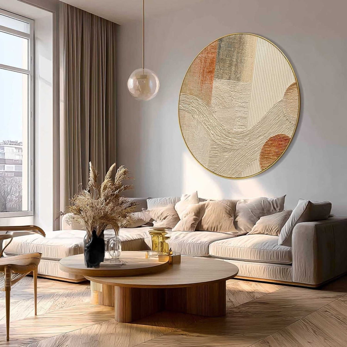 Wall Art Round Terracotta Abstract Plaster