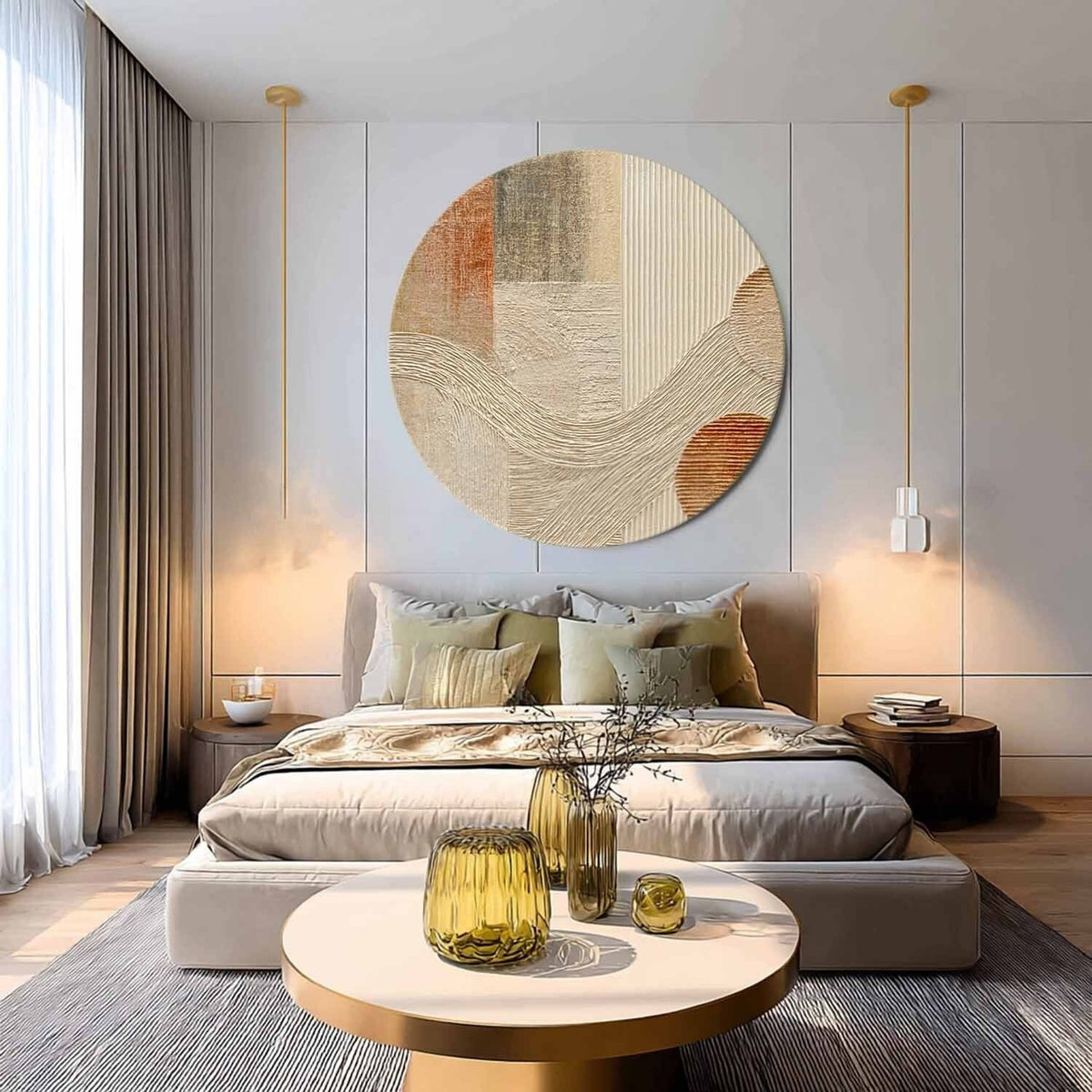 Wall Art Round Terracotta Abstract Plaster