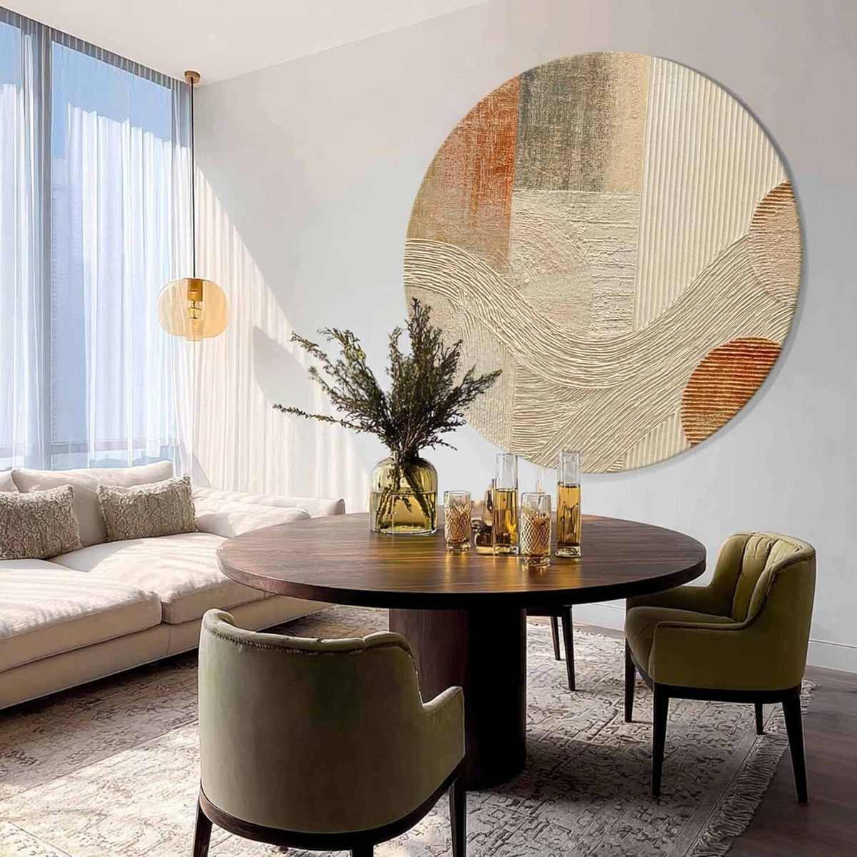 Wall Art Round Terracotta Abstract Plaster