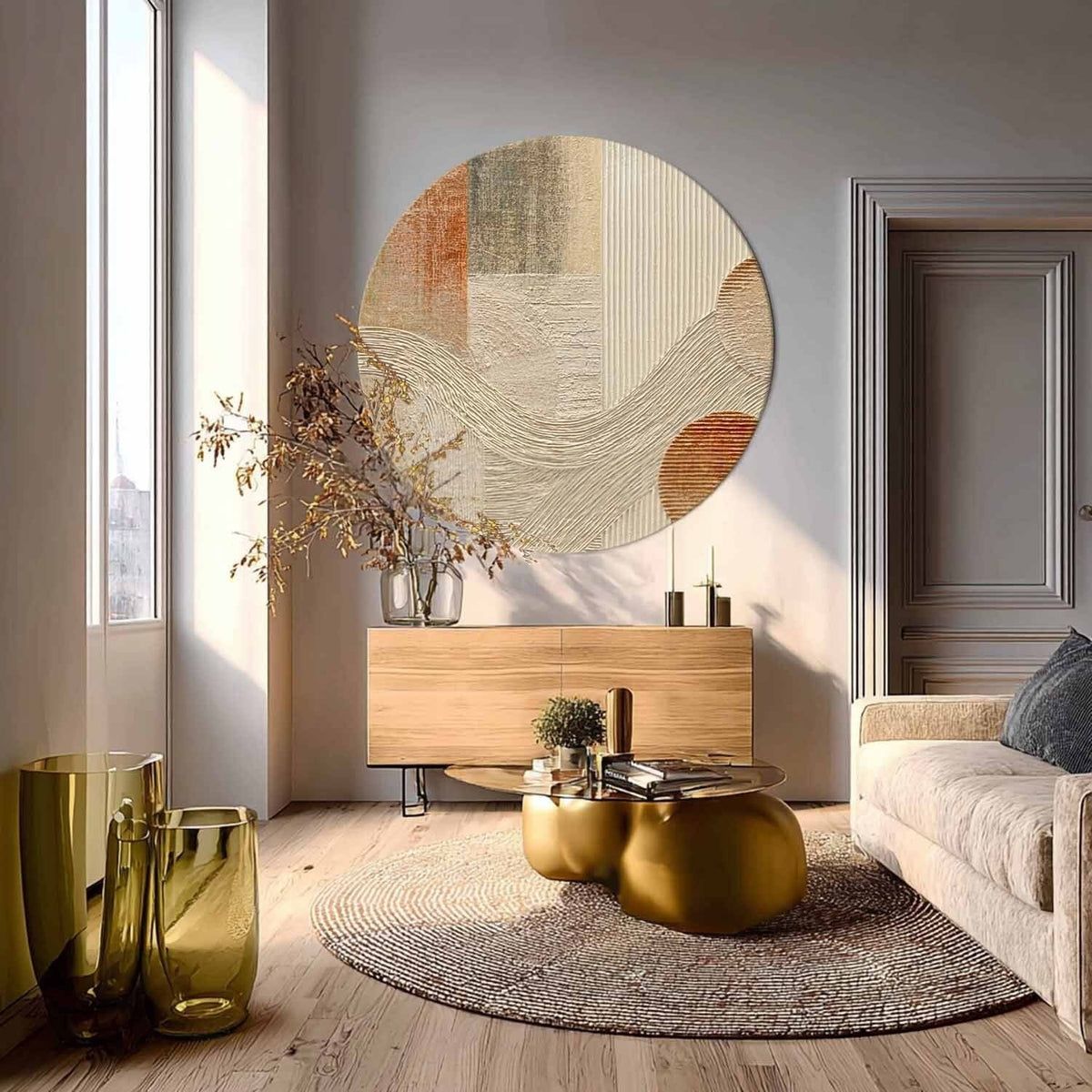 Wall Art Round Terracotta Abstract Plaster