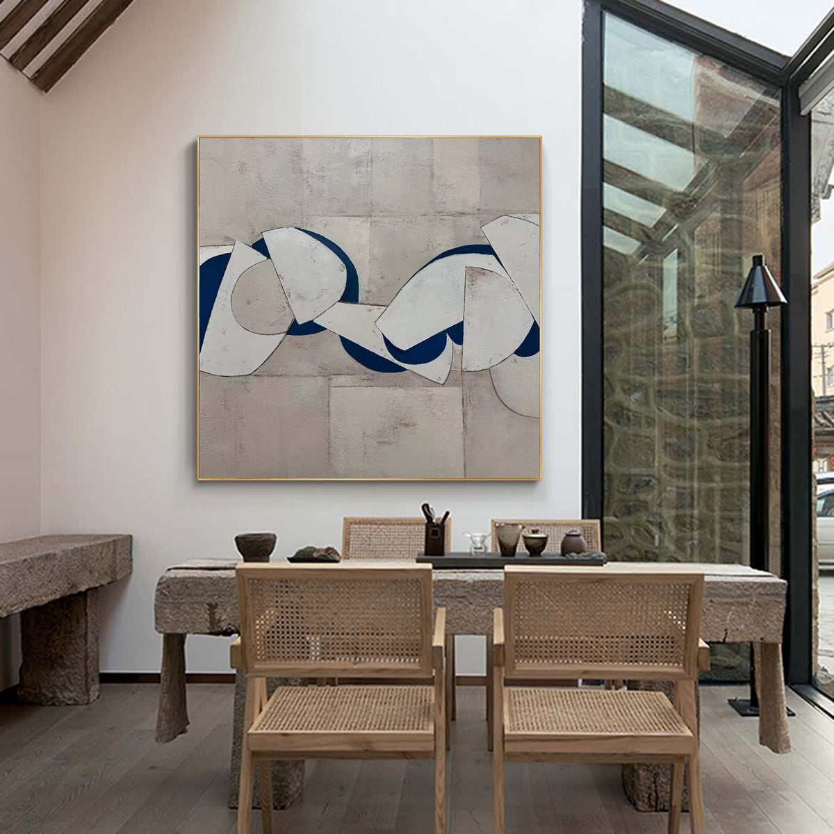Wabi-Sabi Chain Link Geometric Painting